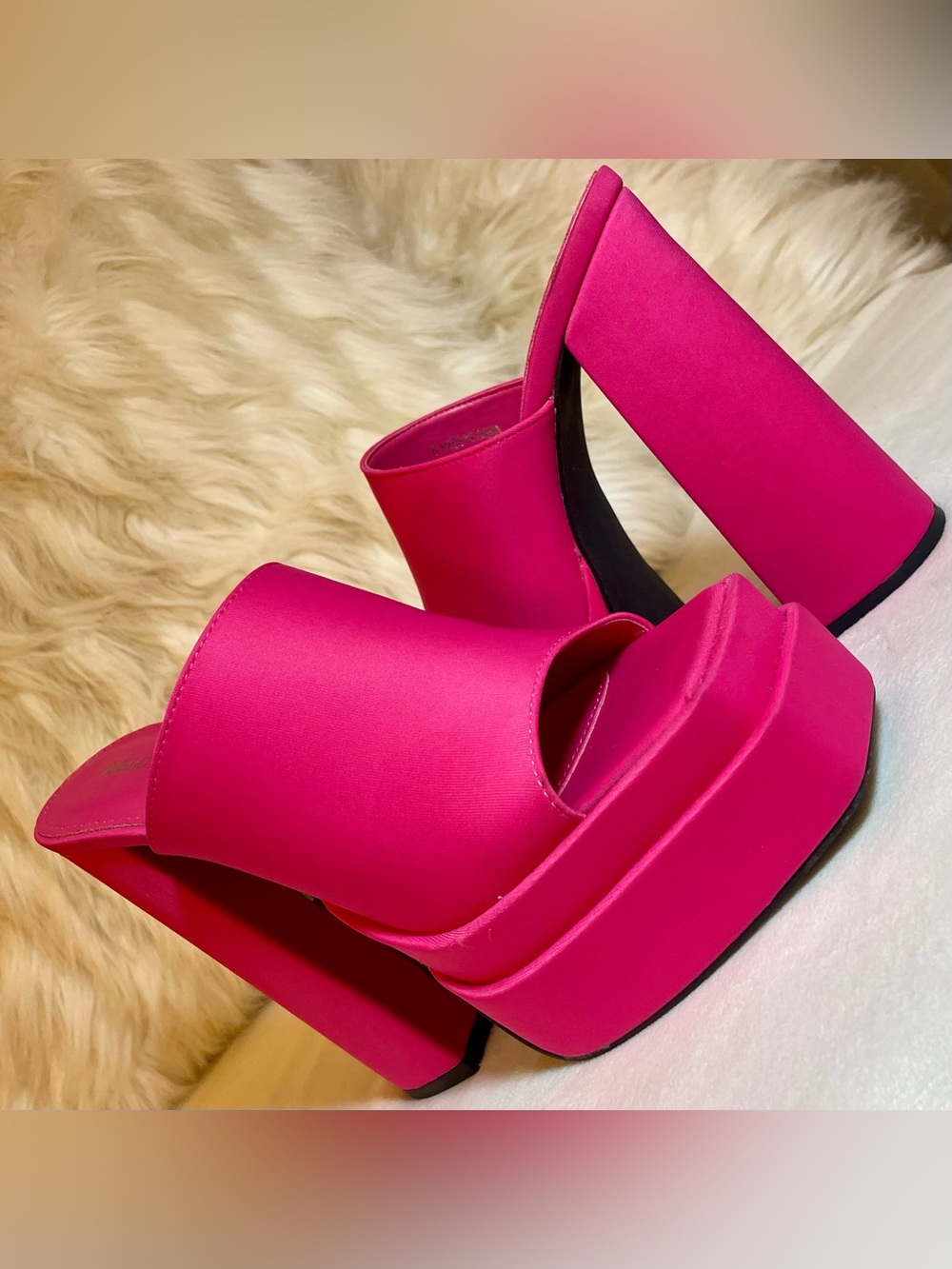Public Desire - Sky High - Double Platform Mules - Hot Pink (US8, UK6) Fabulous!